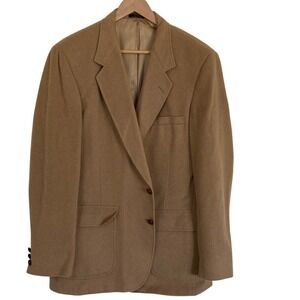 Brookford Classic Men's Camel Hair Blend 2 Button Blazer Size 44L VTG Timeless